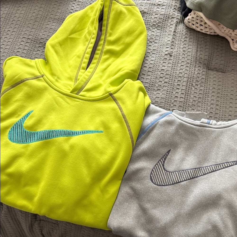 Nike Neon Yellow Hoodie with Light Gray Hoodie Set